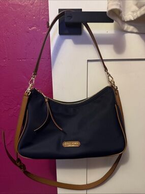 brown canvas mini backpack Women - Light Blue - Cotton Cloth & Leather - 16L - 15.6